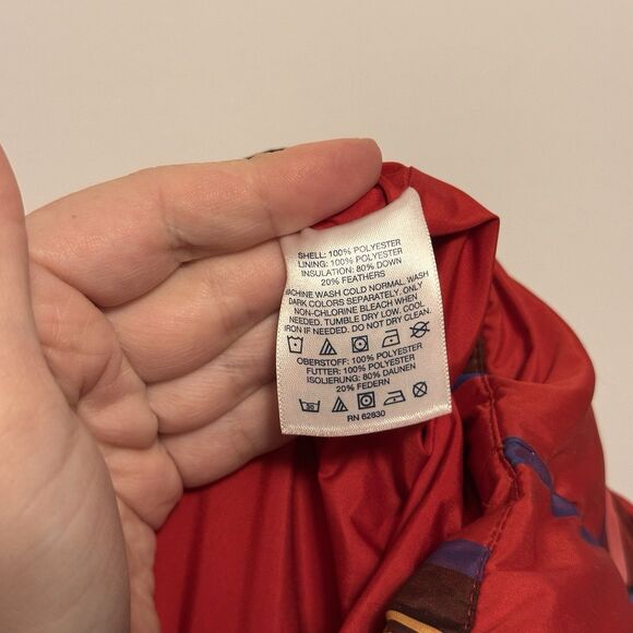 Lands End Womens Sz M Down Fill Red Tartan Plaid Puffer Vest Full Zip Preppy - Picture 5 of 6